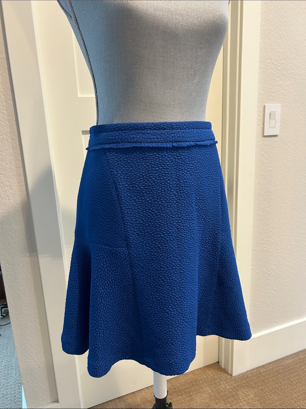 Sandro Royal Blue Textured Skater Skirt